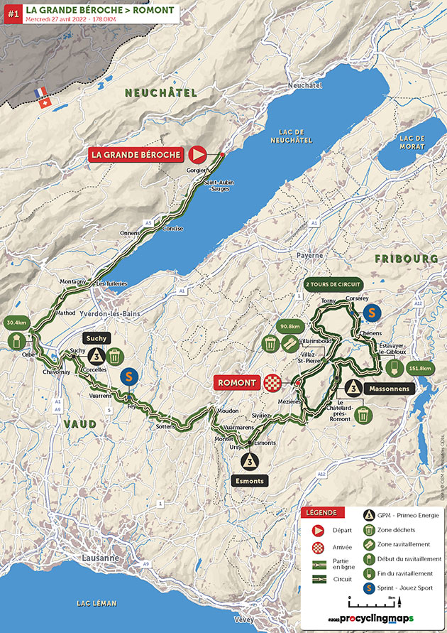 2022 Tour of Romandie stage 1 map 